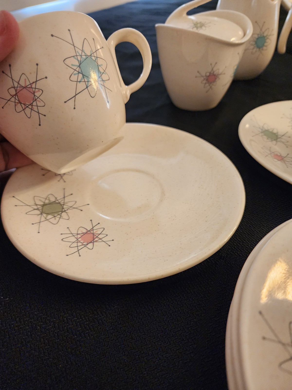 Vintage Grant Crest Tempo Atomic Starburst Set – 1950s USA MCM Speckled Lot