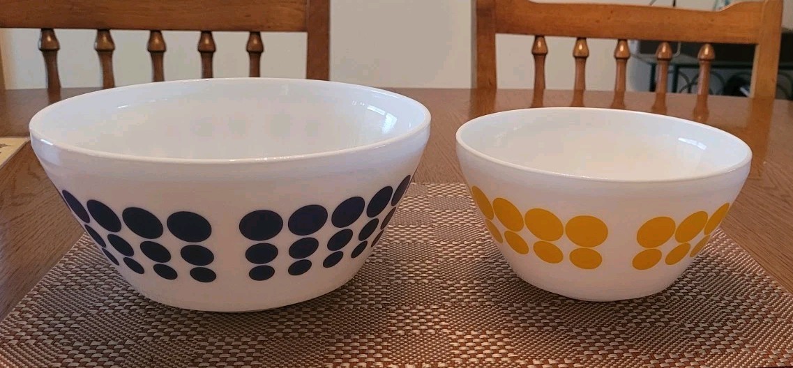 Vintage Charm Two Polka Dot Bowls Imagined By Pyrex