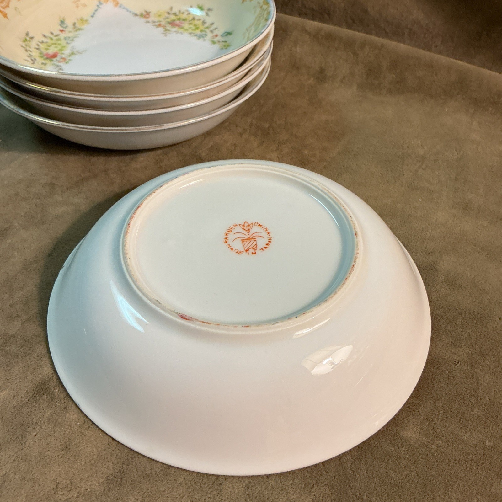 1950S Garden China Made In Japan Floral Design 5 1/4 Inch Bowl Lot Of Five