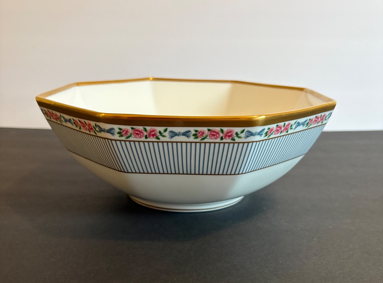 CHRISTIAN DIOR DIOR ROSE OCTAGONAL SERVING BOWL 9 IN.