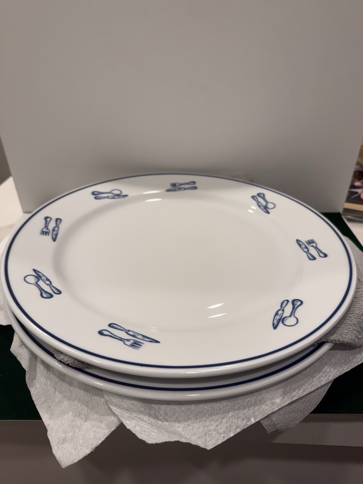 Set of 4 Blue/White Rosanna Poland 12” Dinner/“Chop” Plates