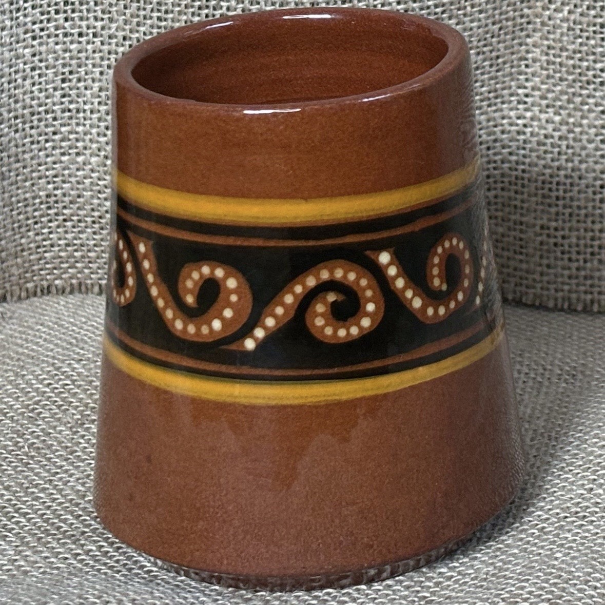 Handmade Brown Abstract Pottery Coffee Mug Cup Asymmetrical Rim Southwestern