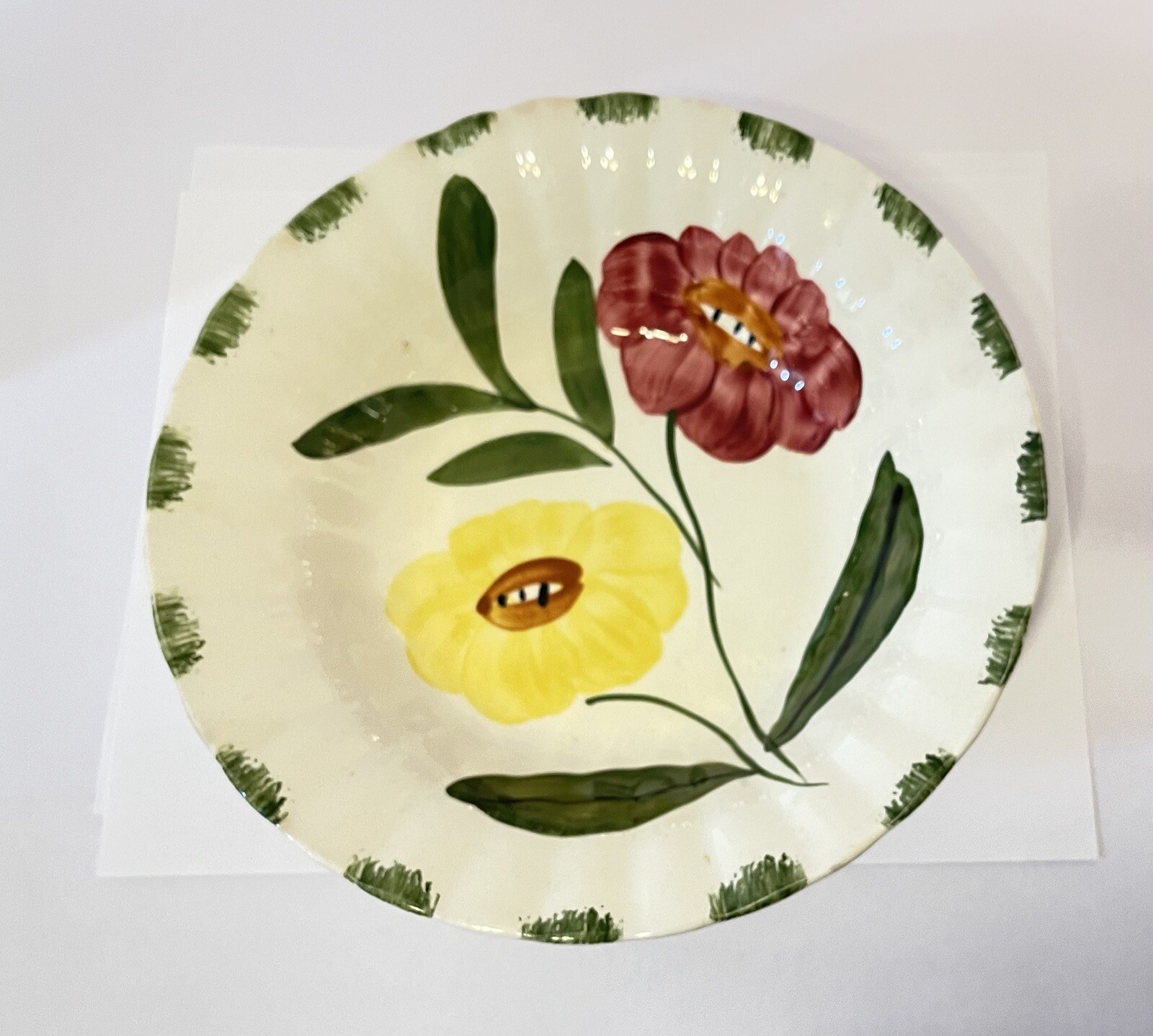 Blue Ridge Southern Pottery Poppy Flowers Vintage Serving Bowl Hand Painted 9″