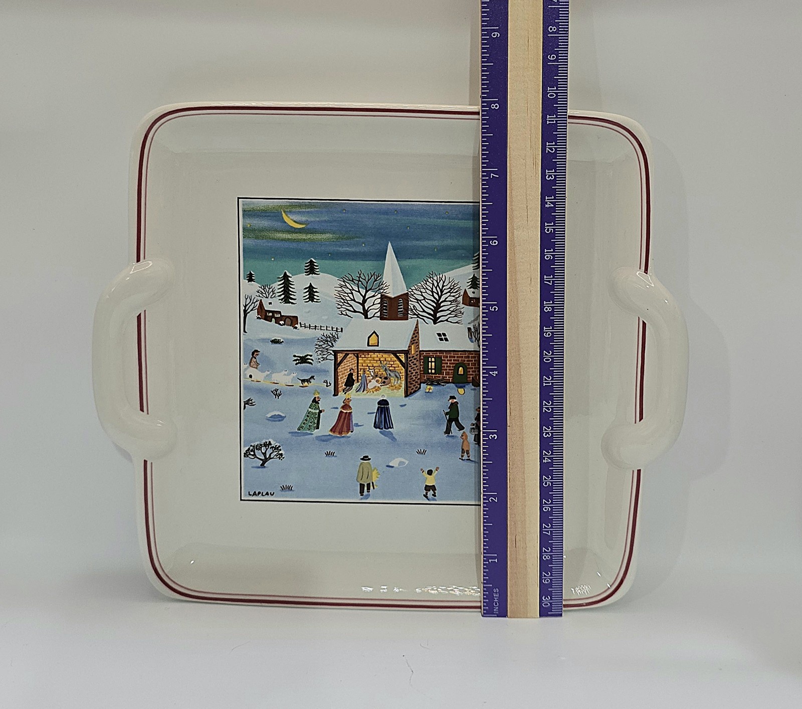 Villeroy & Boch Naif Christmas Square Handled Cake Plate Porcelain