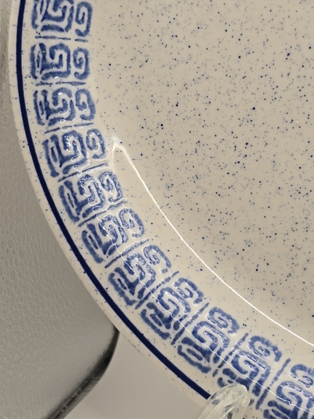 Vintage Buffalo Ceramic Blue & White Heavy Oval Serving Platter 13.5 X 10.5 In