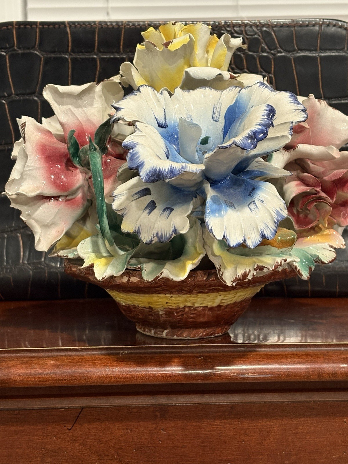 Italian Capodimonte Floral Porcelain Centerpiece Handmade In Naples