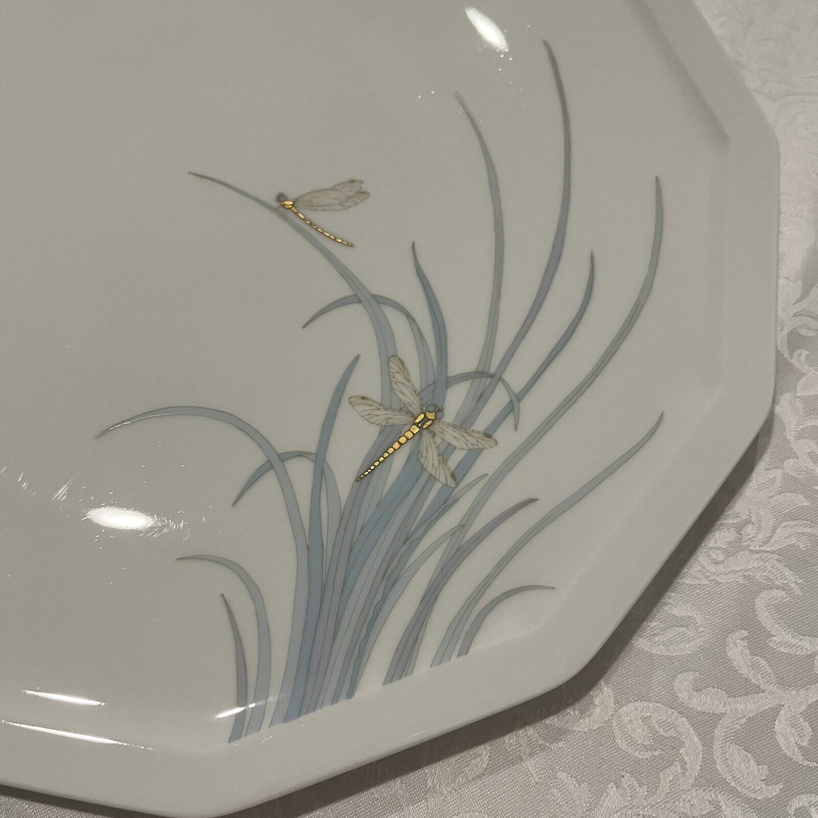 Rosenthal Studio Line Polygon Milos Gold Dragonfly Large Serving Platter 12 1/2″