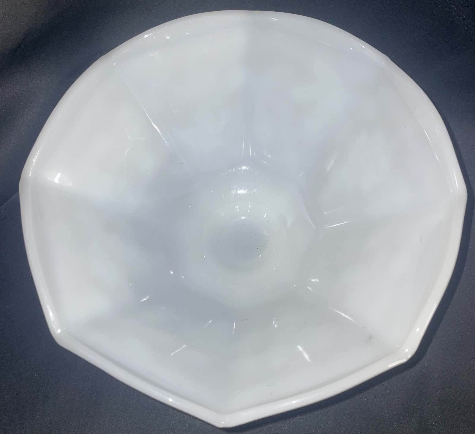 Milk Glass Grapes and Leaves Footed Pedestal Fruit Bowl Octagon 9 1/2 Inches