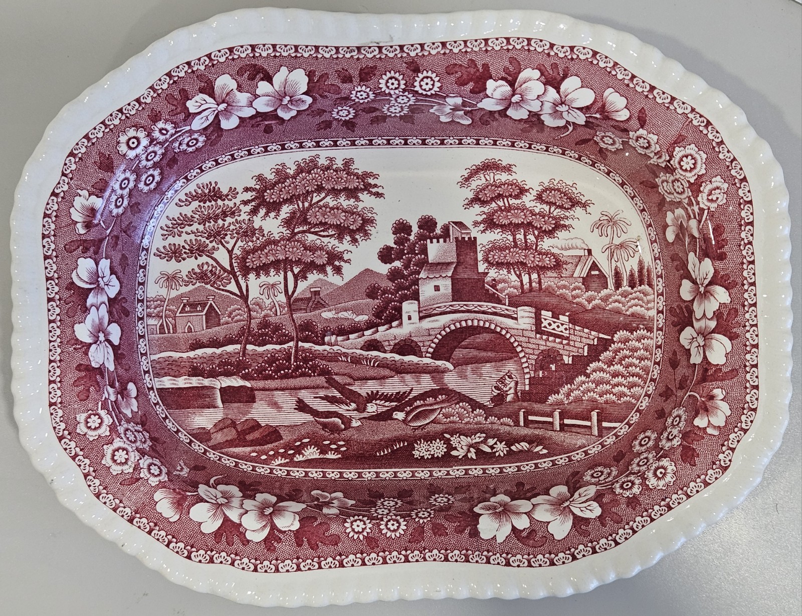 Copeland Spode Tower Pink Small SERVING BOWL DISH 7.25”x9.75″ Old Mark England