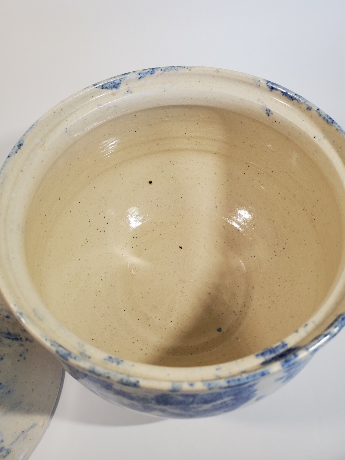 Blue Sponge Ware North Carolina Art Pottery Tureen John Garrou 1997 Spatter