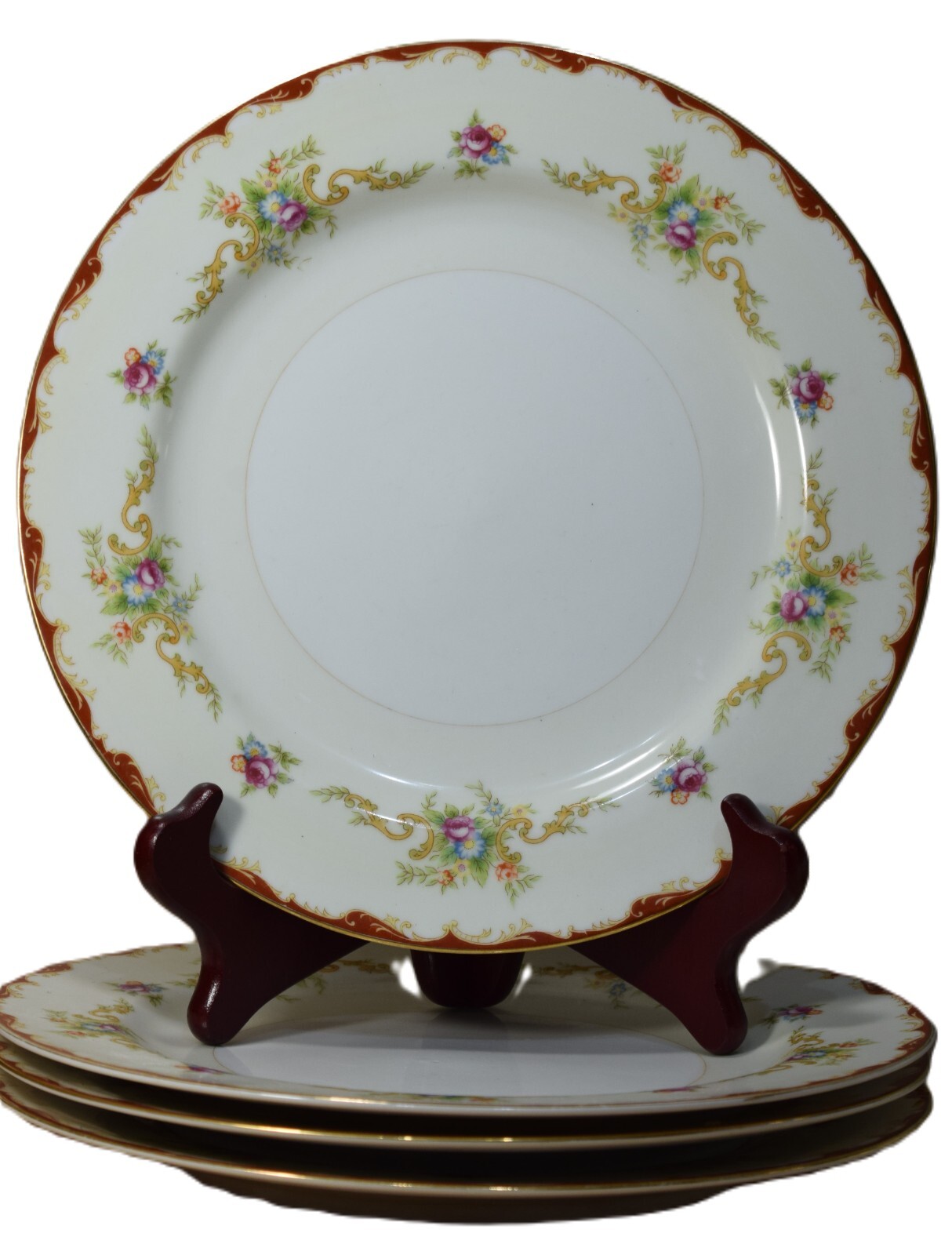 Harmony House Wembly Dinner Plates Set of 4 10″ Floral Gold Trim Replacement