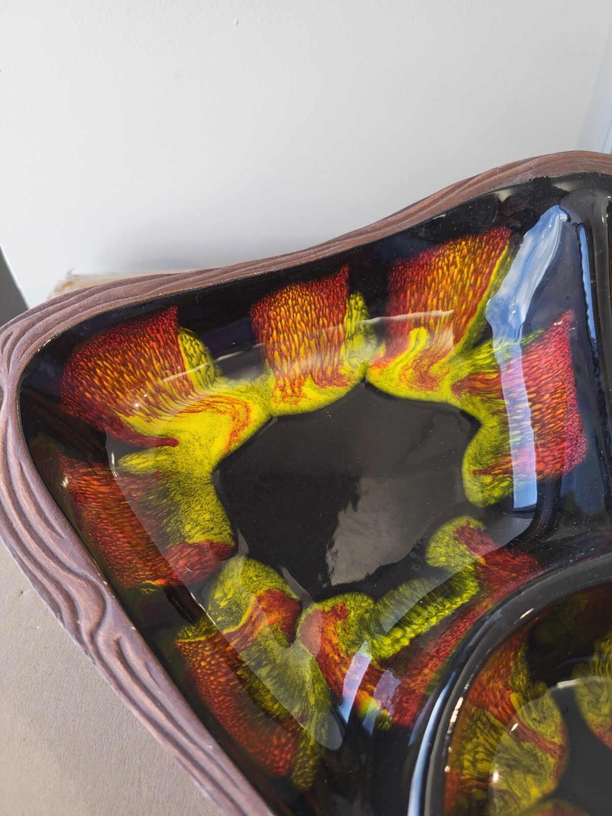 Sequoia Ware 663 USA Mid Century Drip Glaze Divided Condiment Tray