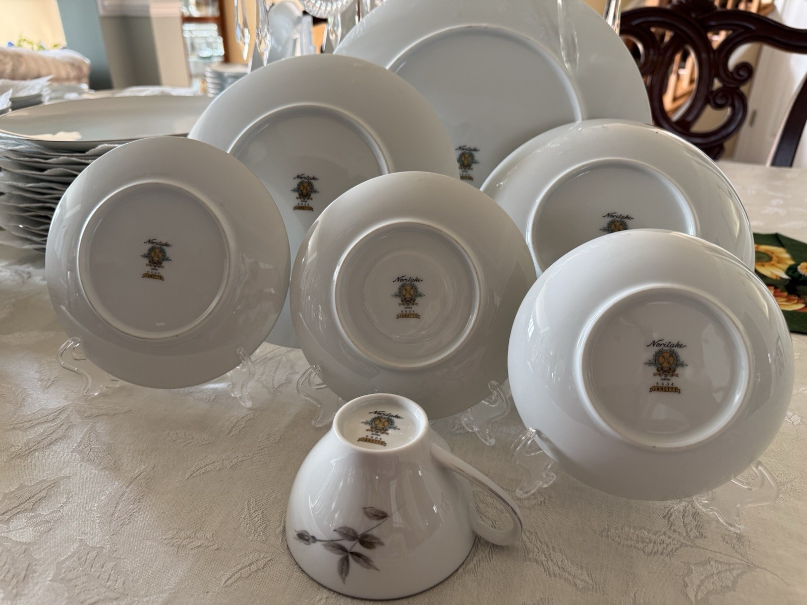 Noritake China Set JANETTE 6604 Service For 12 with Serving Pieces – EUC – 7pc