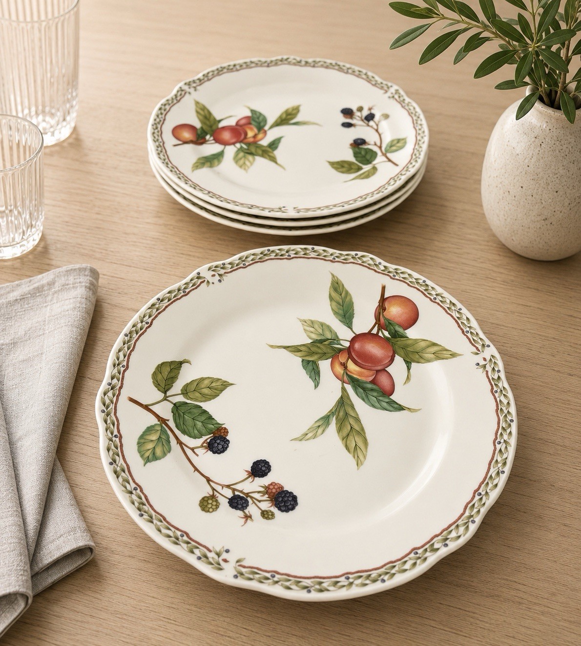 Noritake Japan 1990s Set Of 4 Dinner Plates Royal Orchard Primachina, 10.5”