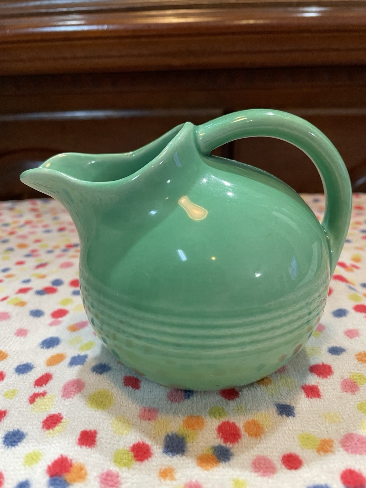 Homer Laughlin Harlequin Novelty Creamer Original Green Vintage HTF Free Ship