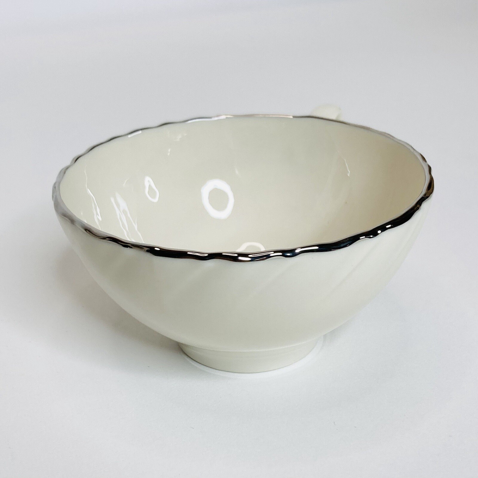 Lenox Weatherly Platinum Teacup Ivory White Silver Rim And Handle Made In USA