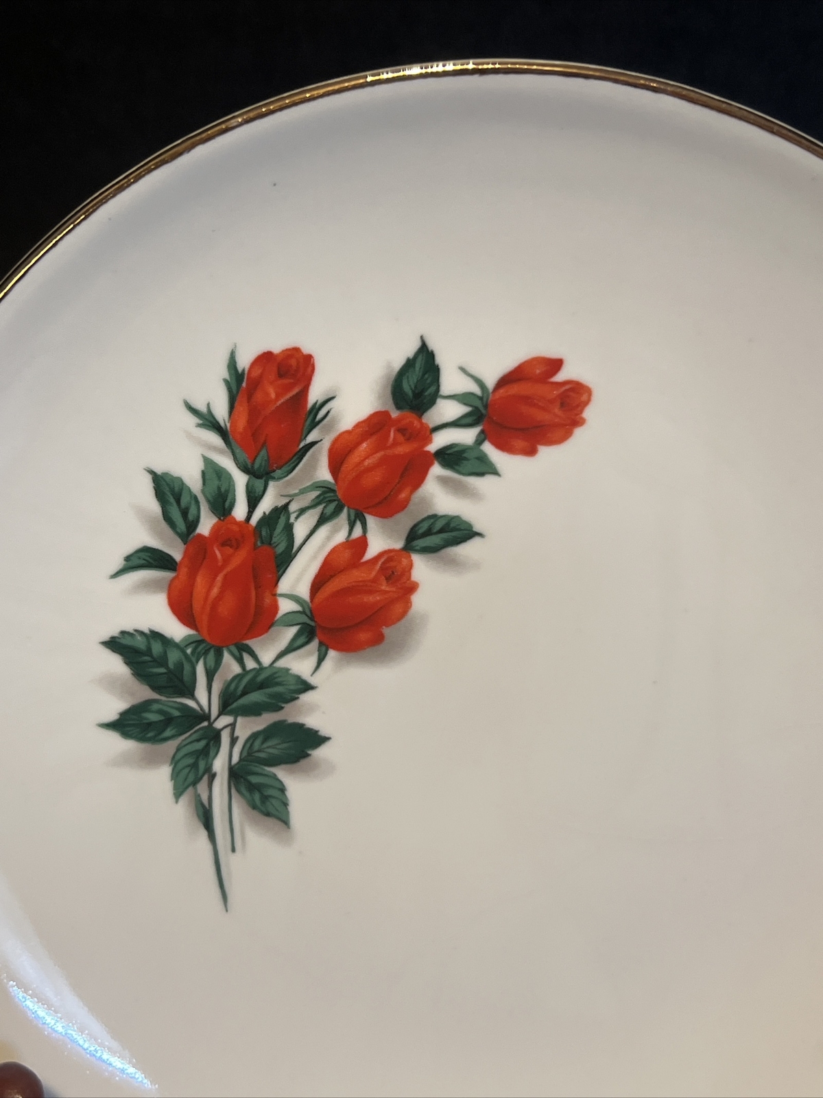 Salem-American Ironstone-Red Roses-5 1/2” Bread Plates-Set Of 4