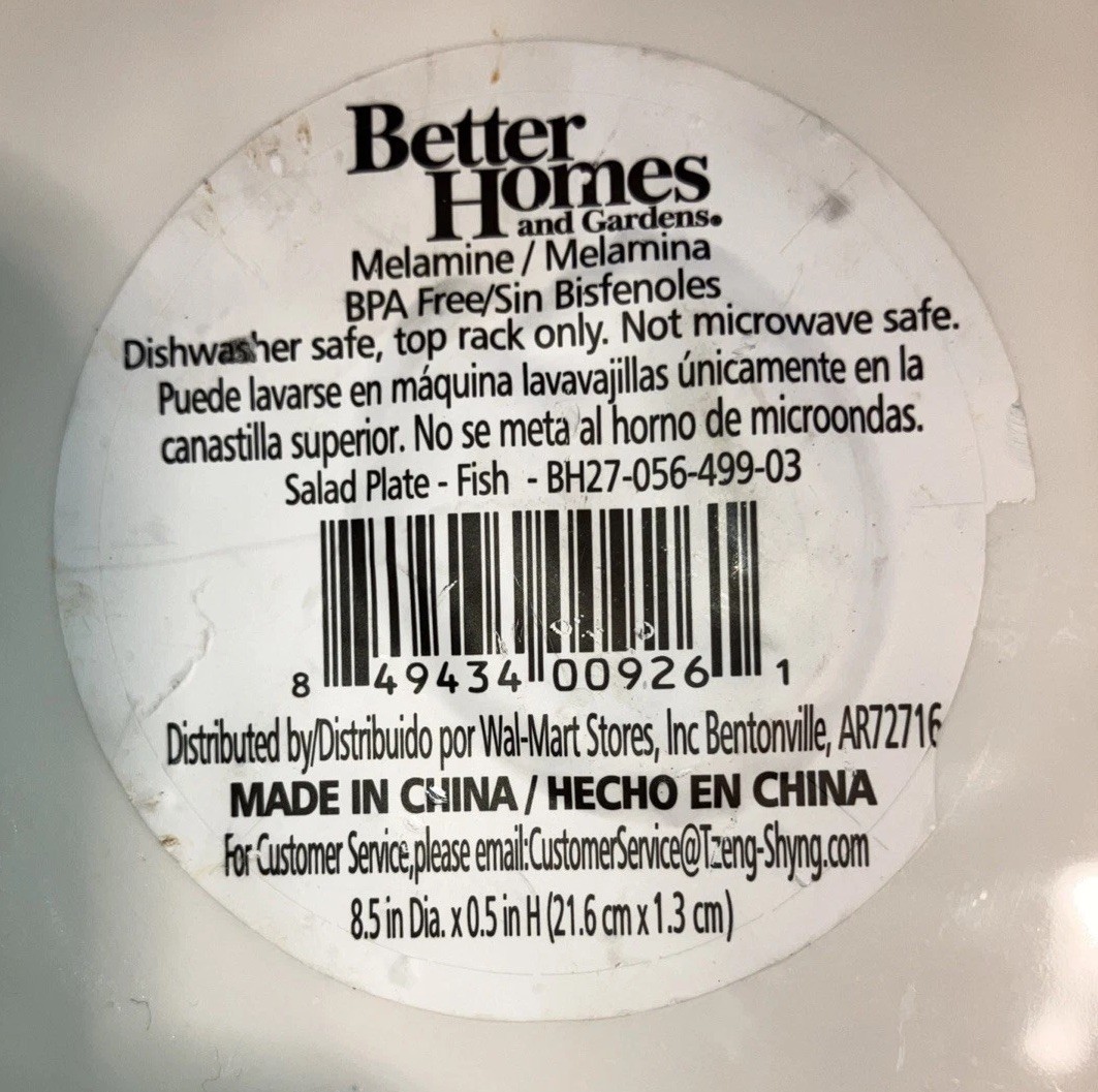 Better Homes & Gardens Lot of 2 Melamine Sea Life 8.5″ Plates Seahorse & Fish