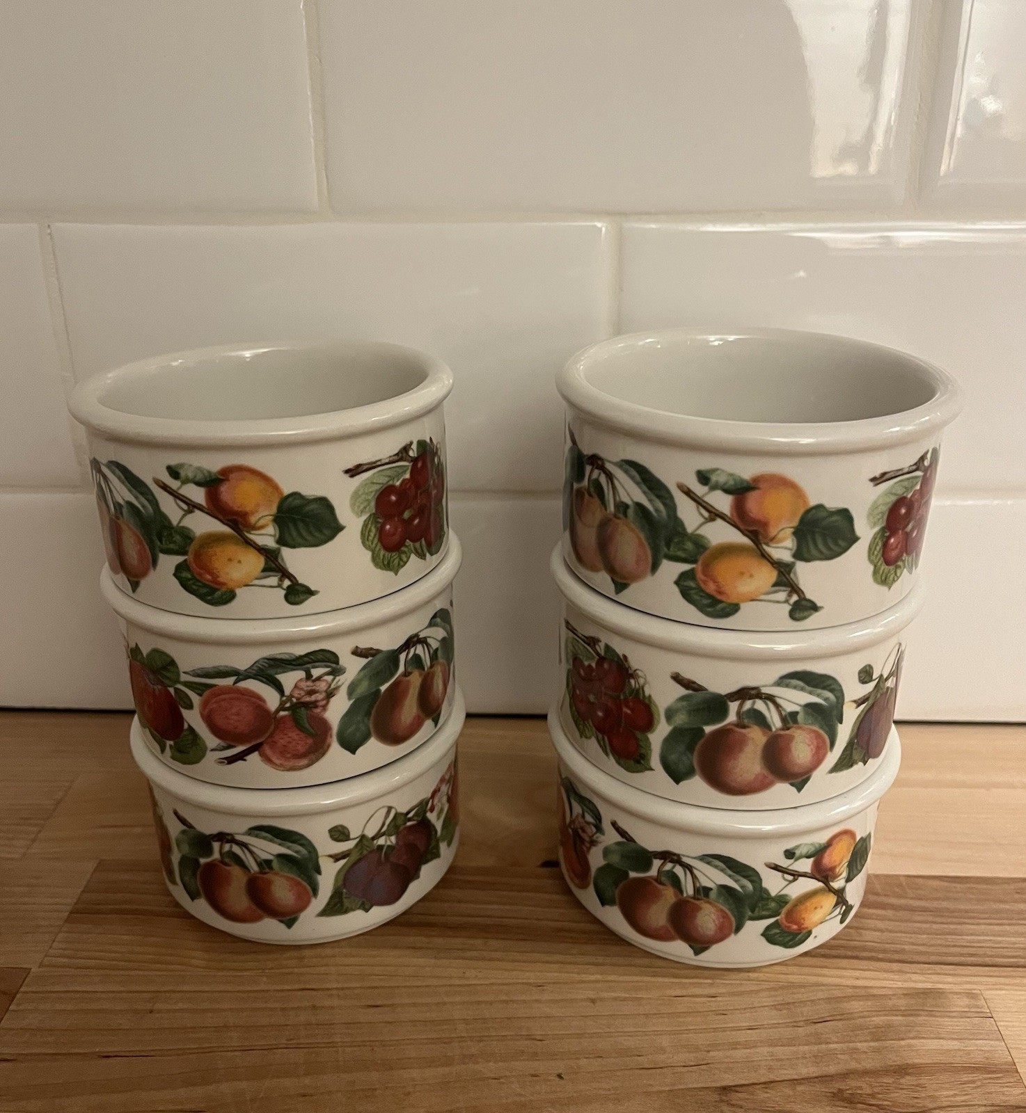 Set of 6 Vintage Portmeirion POMONA Stacking Ramekins 3-7/8”hard To Find