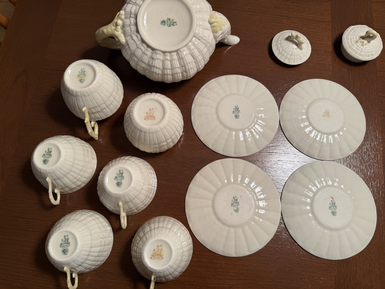 Belleek Limpet Yellow Tea Set