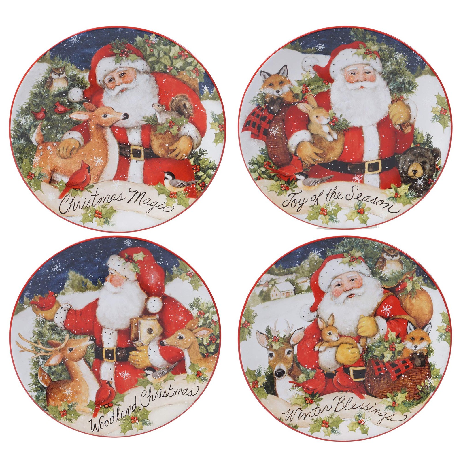 Magic of Christmas 16pc Ceramic Dinnerware Set – Santa and Multicolor
