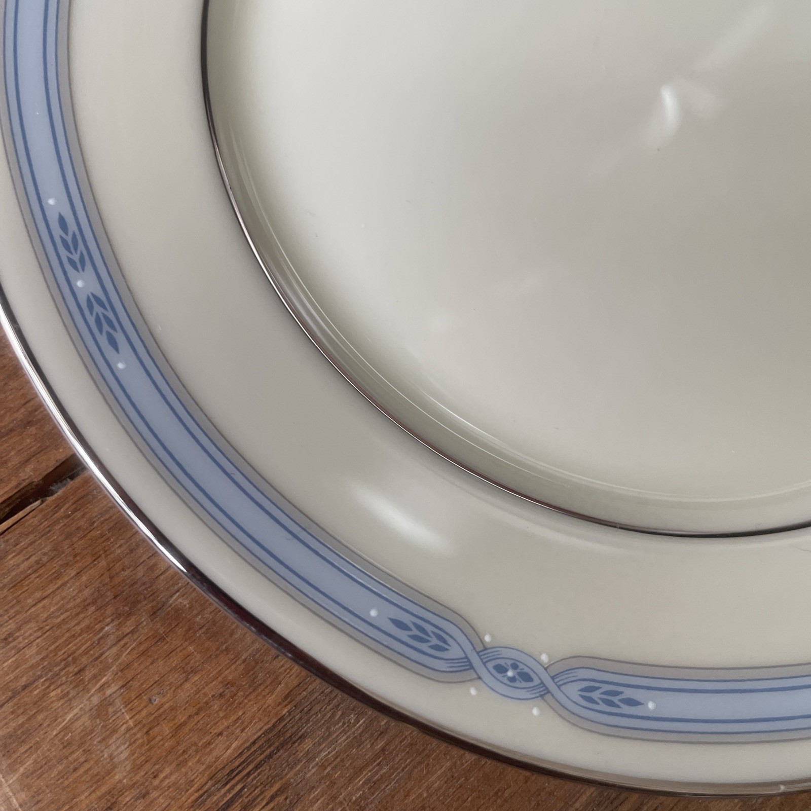 LENOX Courtland Bread Plate Set Of Four Blue Gray Band Platinum Trim 6 1/2”USA