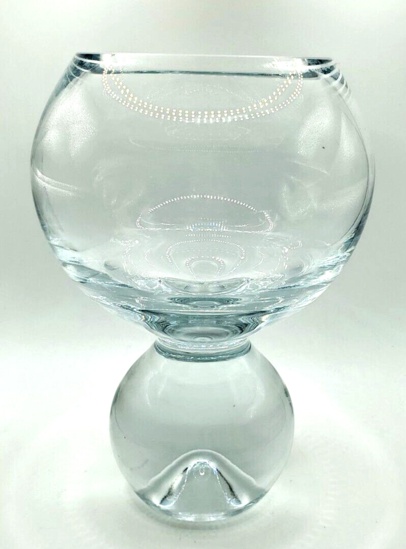 Modern Contemporary Crystal Bowl Vase Pedestal Clear Compote Beta Fish Floral