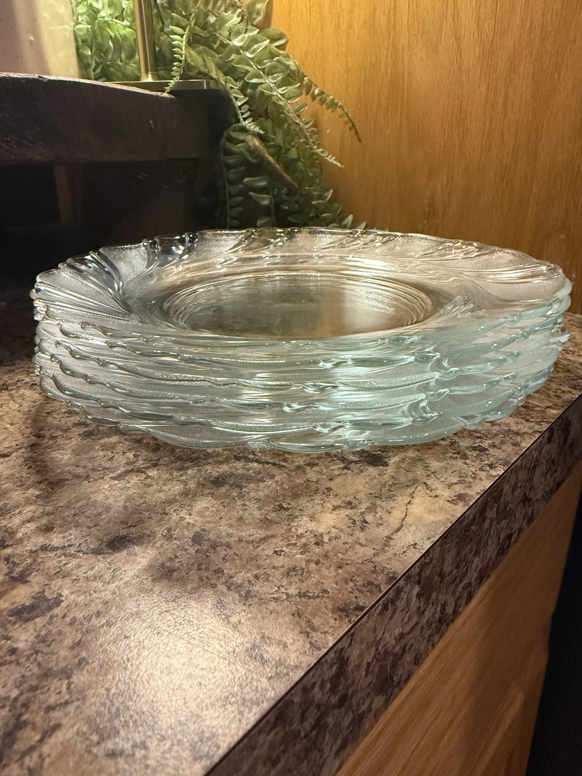 6-KIG Malaysia 8” Clear Glass Swirl Plates Vintage