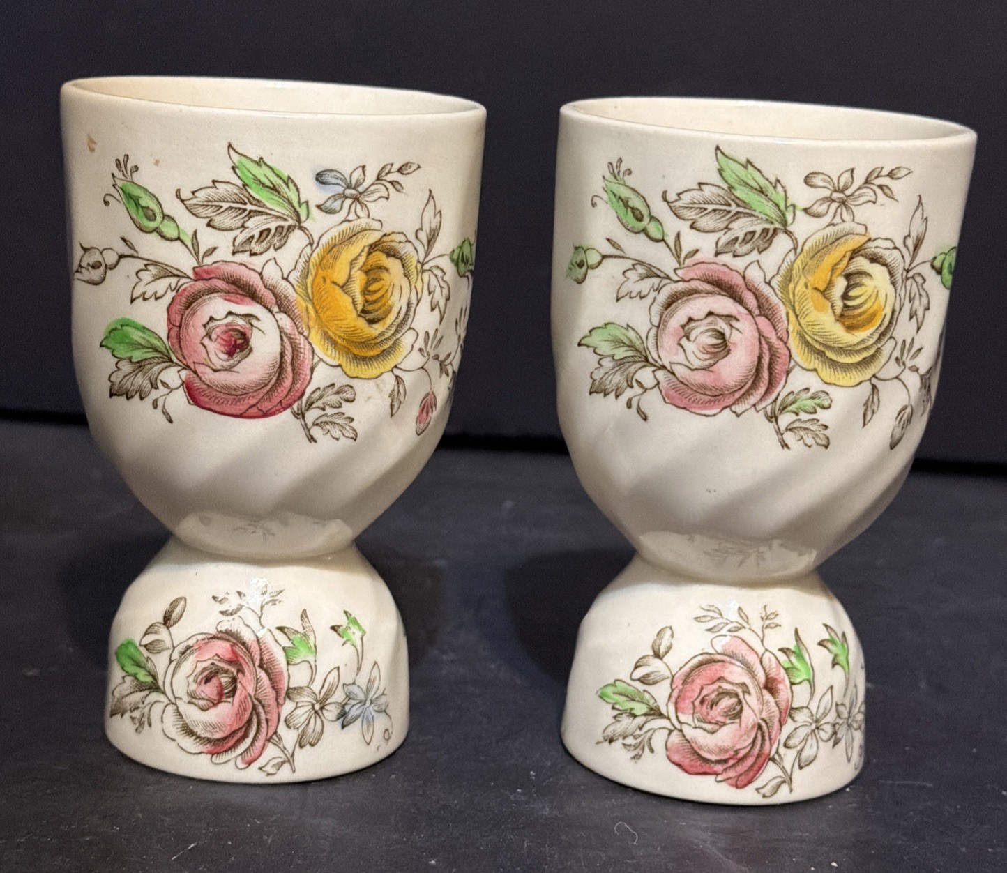 Vintage Johnson Bros Brothers Sheraton Set of 2 Double Egg Cups England