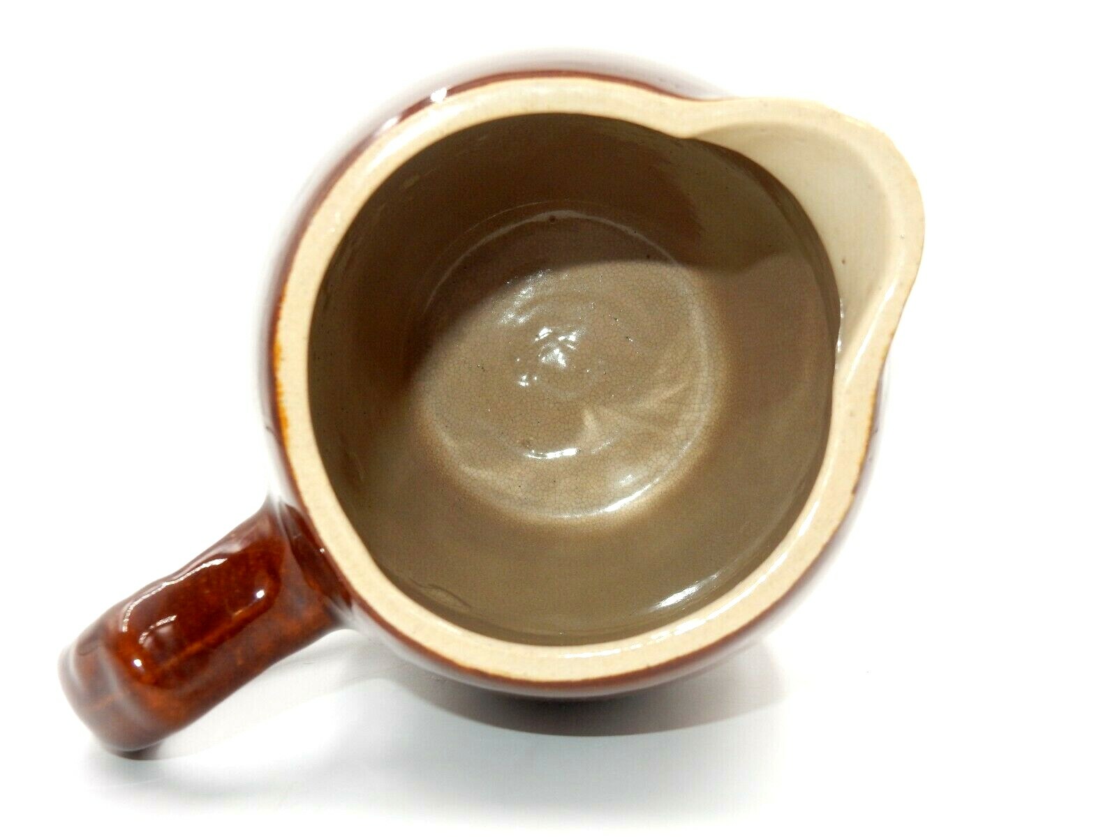 VINTAGE HANDMADE DEEP BROWN ART POTTERY STONEWARE CERAMIC PITCHER