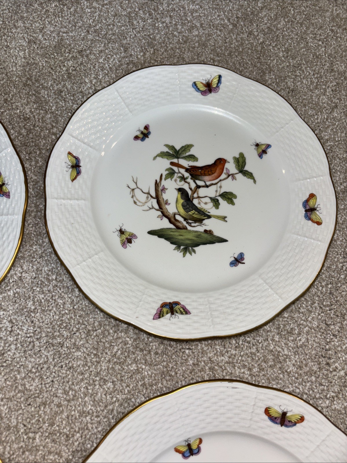 Herend ROTHSCHILD BIRD 8 3/4” Salad/Dessert Plates #521 Lot Of 4
