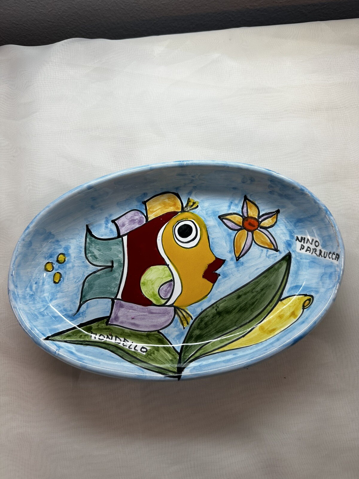 Italian pottery Nino Partucca Oval Dish 8 1/2 X 5 1/2 Inches