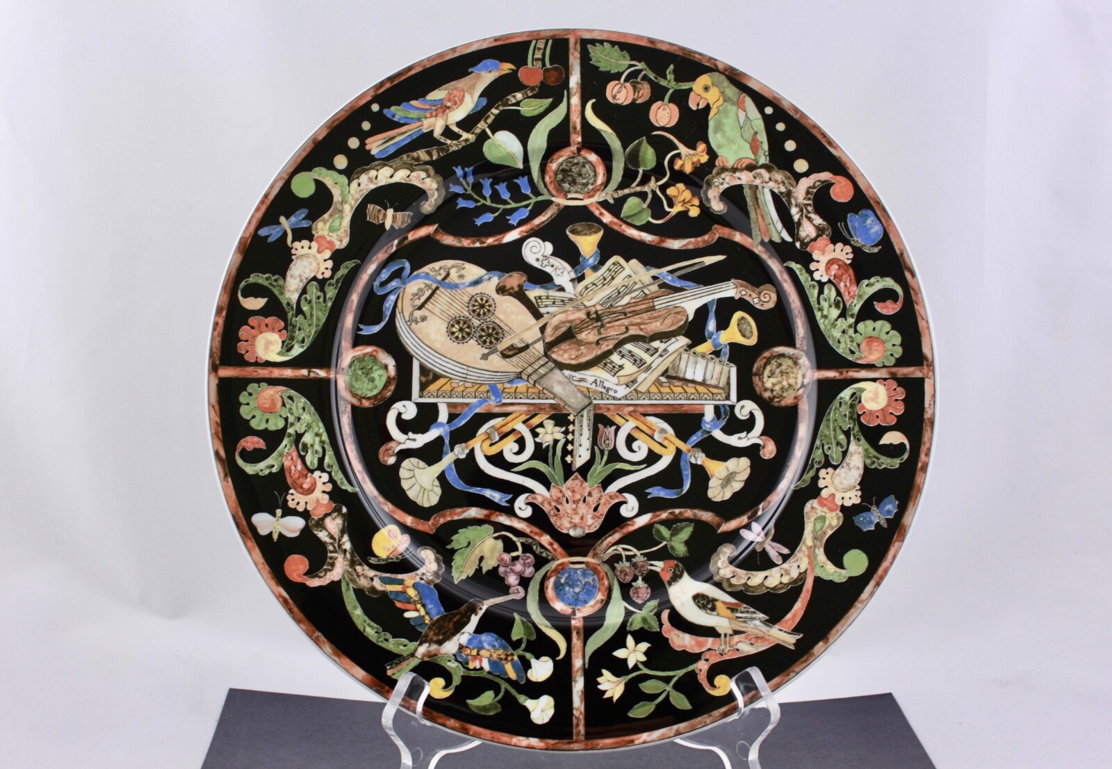 VILLEROY & BOCH INTARSIA BONE CHINA 12″ LARGE ROUND CHARGER PLATTER – MINT