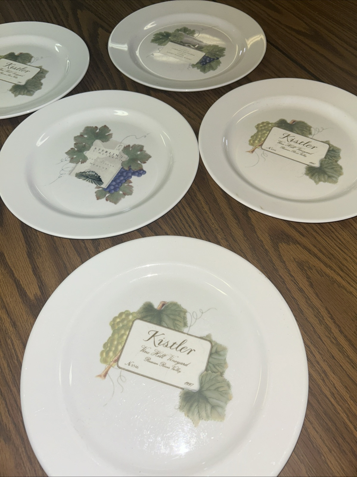 6 Wedgwood Grand Gourmet Vintage Collection Wine Theme 10″ Dinner Plates 1999