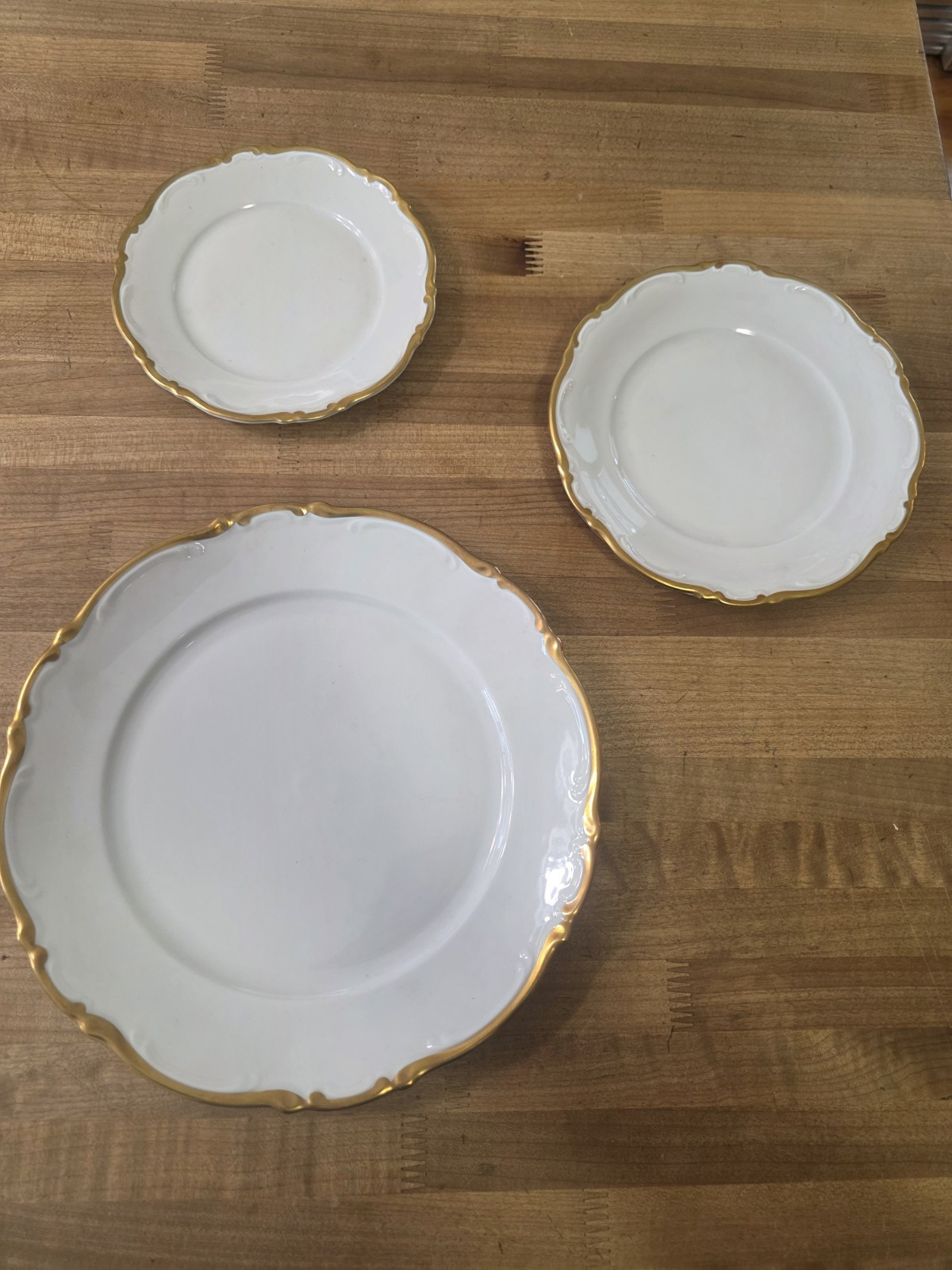 Mitterteich Golden Lark Dinner Salad Bread Plates 10.5″ 8″ 7″ Germany Bavaria