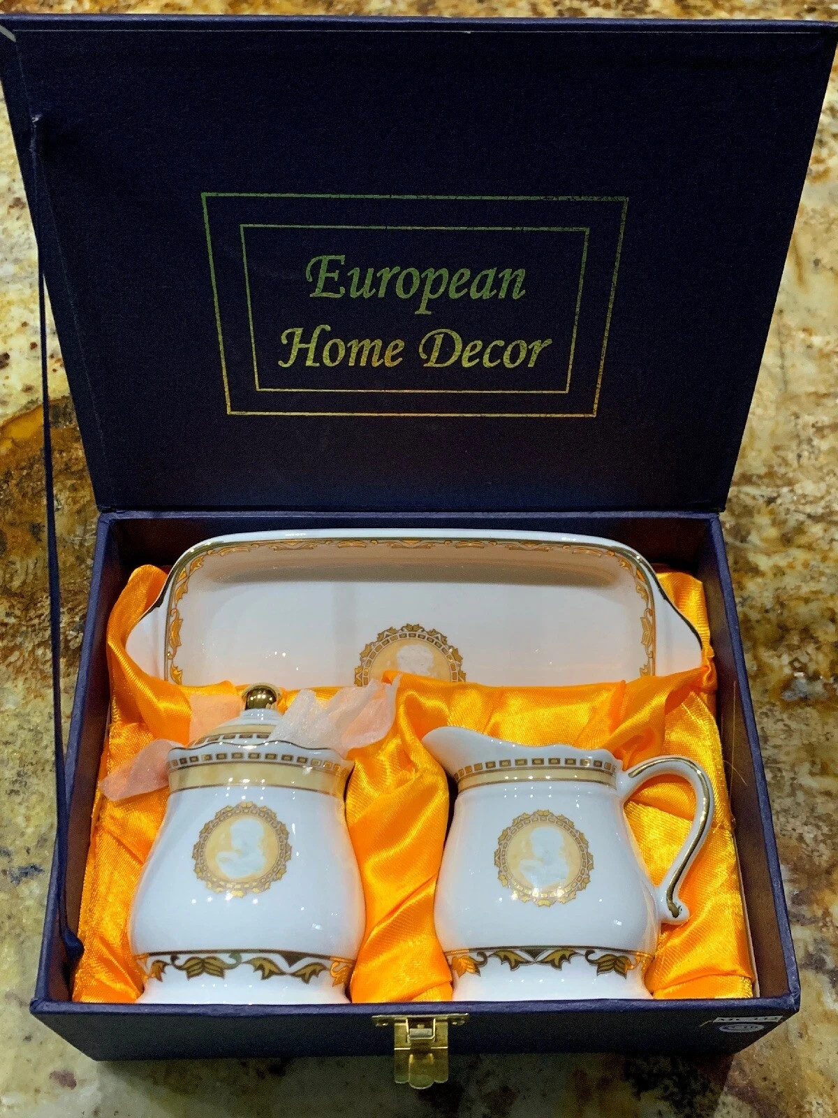 European Home Decor Vintage T Bavaria Sugar & Cream & Tray Set New