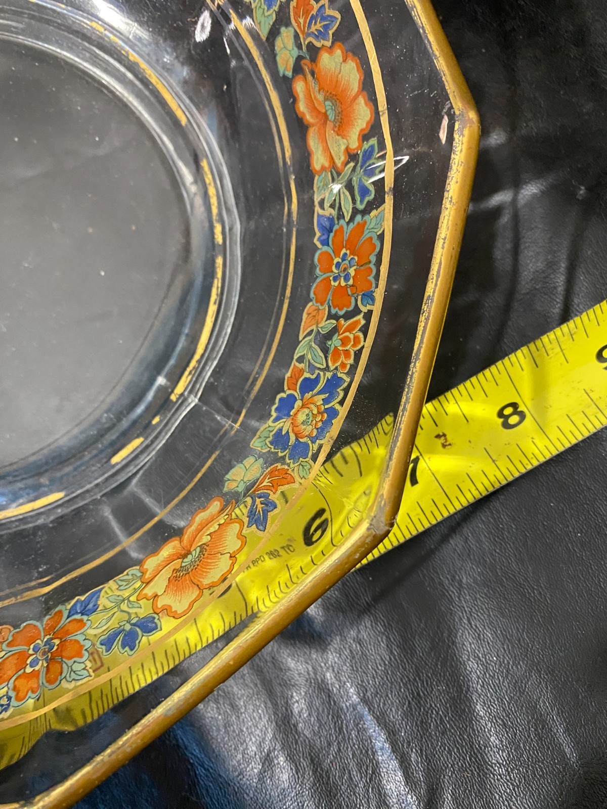 1940s serving bowl & cake plate floral pattern gold trim