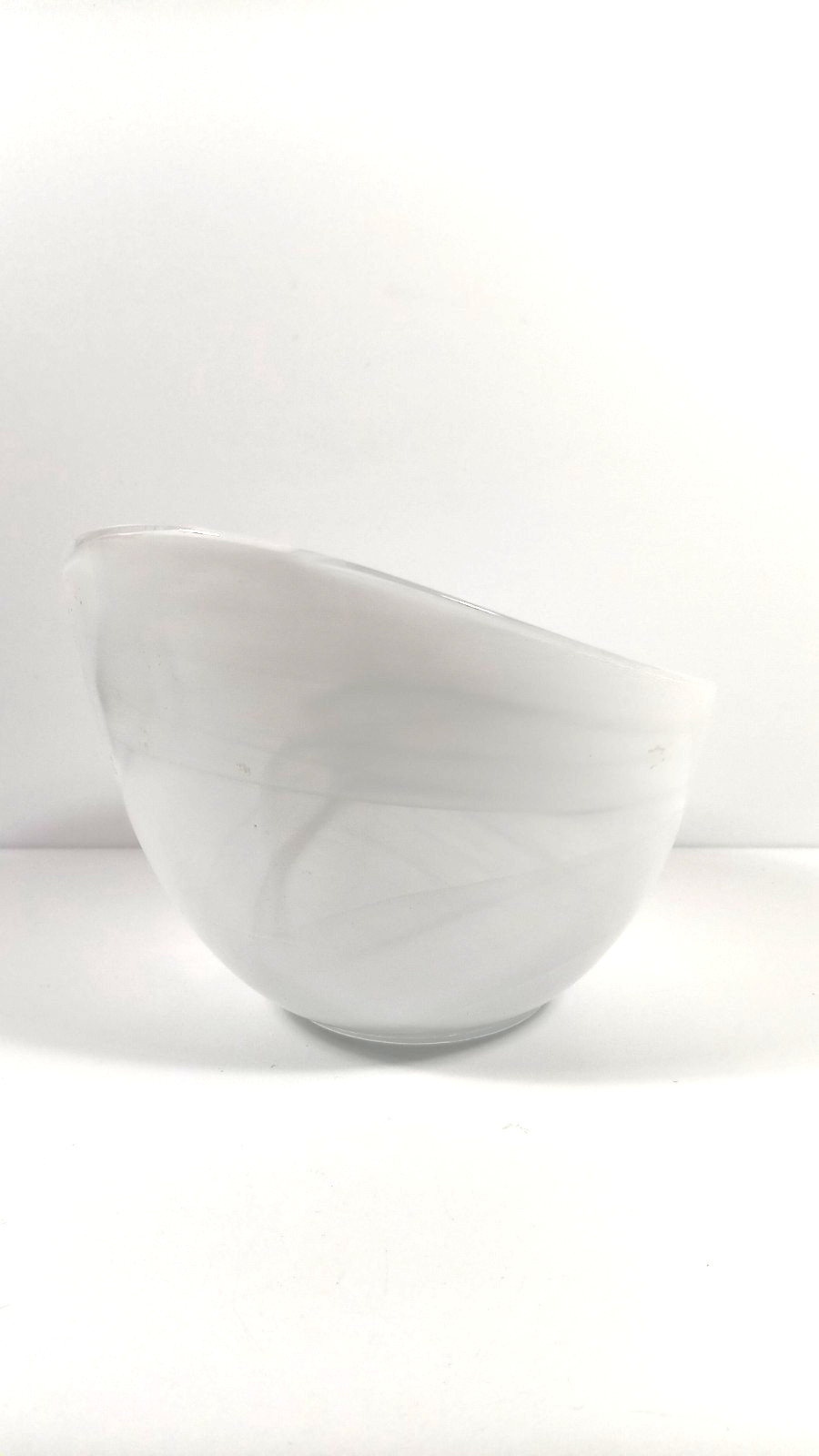 Vintage White Swirl Milk Glass Bowl asymmetrical