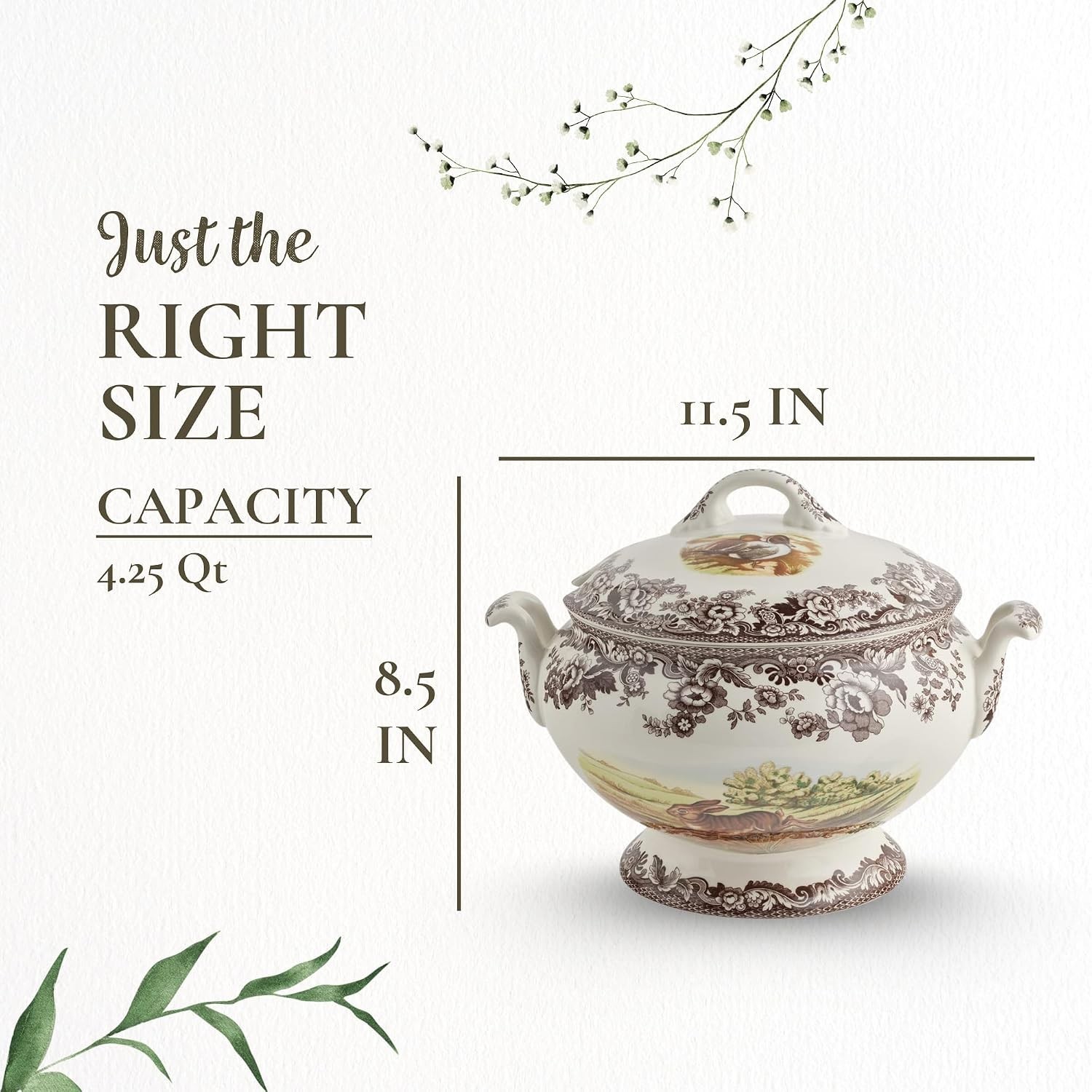 NEW – Spode Woodland 4.25 quart Covered Soup Tureen *CRACKED* – FREE SHIPPING!!!