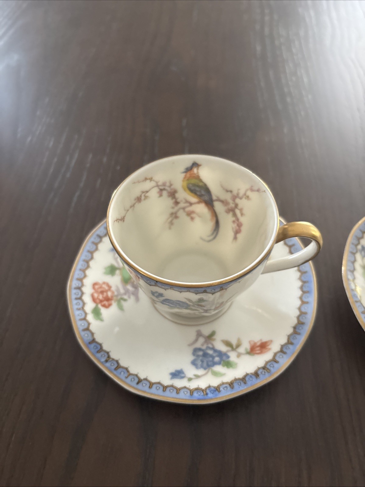 Lot of 2 Theodore HAVILAND Limoges France Cup & Saucer Birds Of Paradise