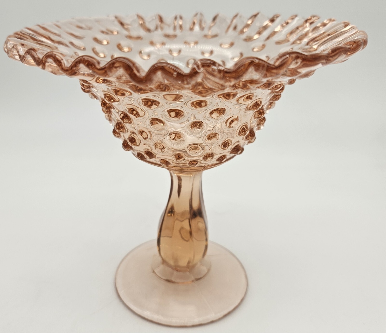 Vintage Fenton Pink Glass Hobnail Compote Candy Dish 5 1/2 Inches Tall
