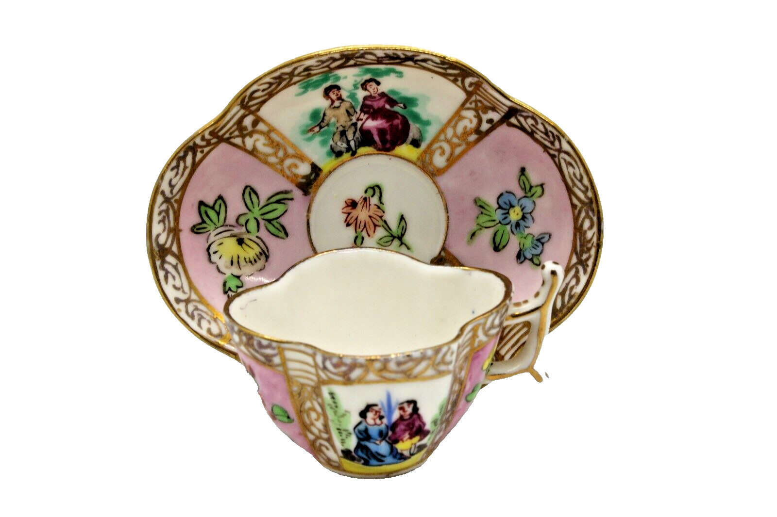 Hokutosha Fine China Tea Cup & Saucer Hand Decorated Made in Occupied Japan