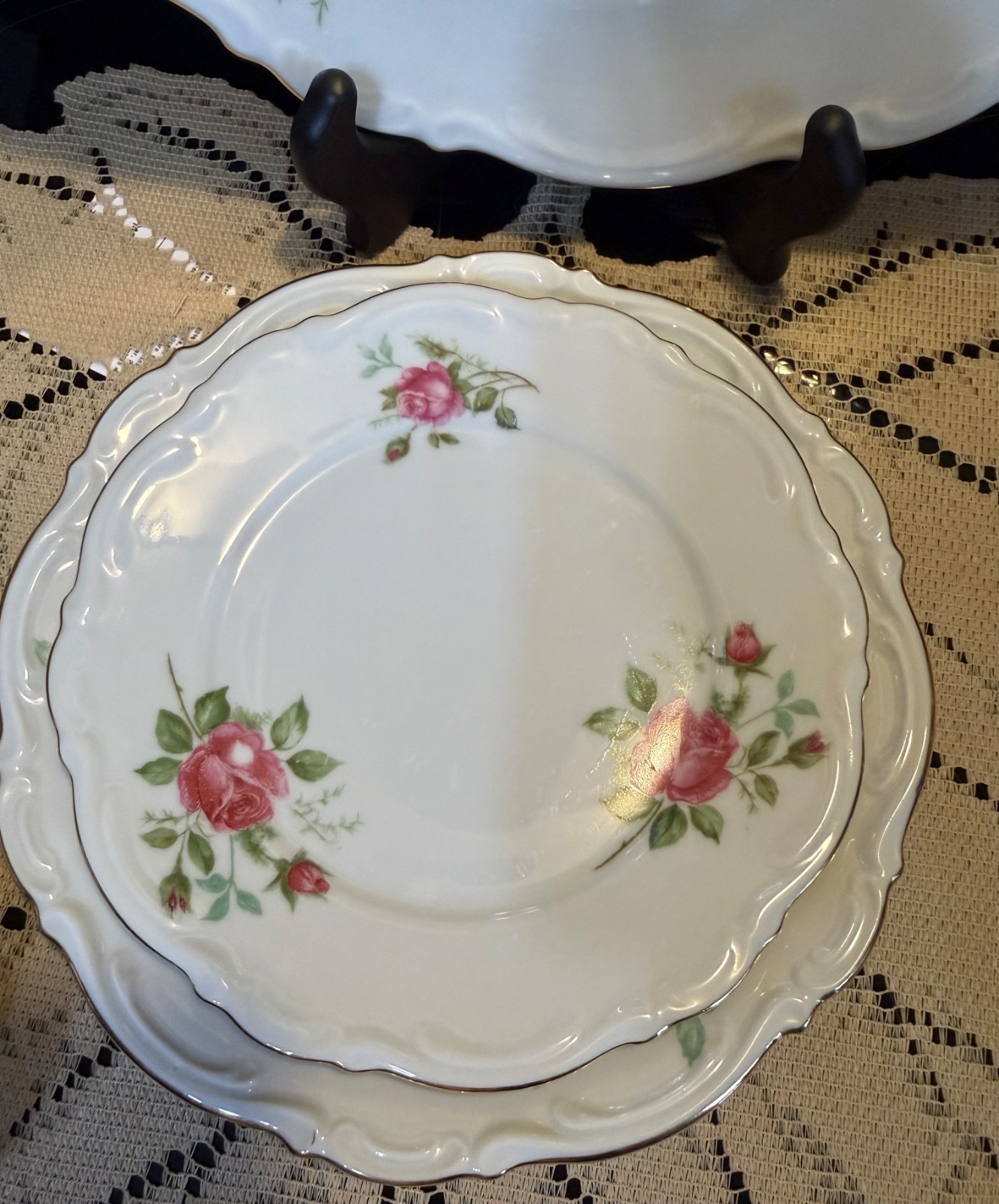 Mitterteich Germany Old Dresden Rose 5 pc Place Setting Vintage