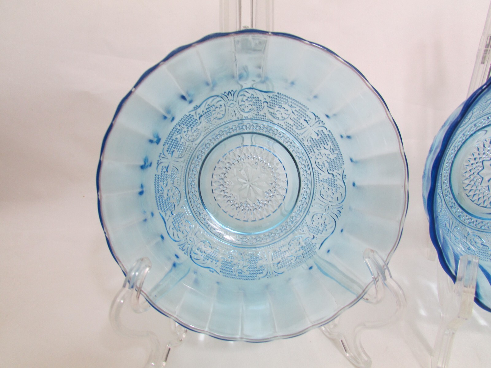 Vintage Glass Kig Blue Serving Bowls (2)