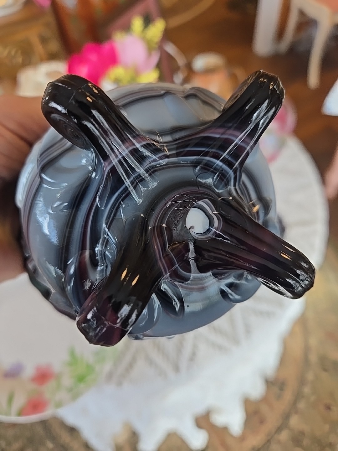 Imperial Vintage Purple Slag Glass Candy Dish Lidded Dish EXC