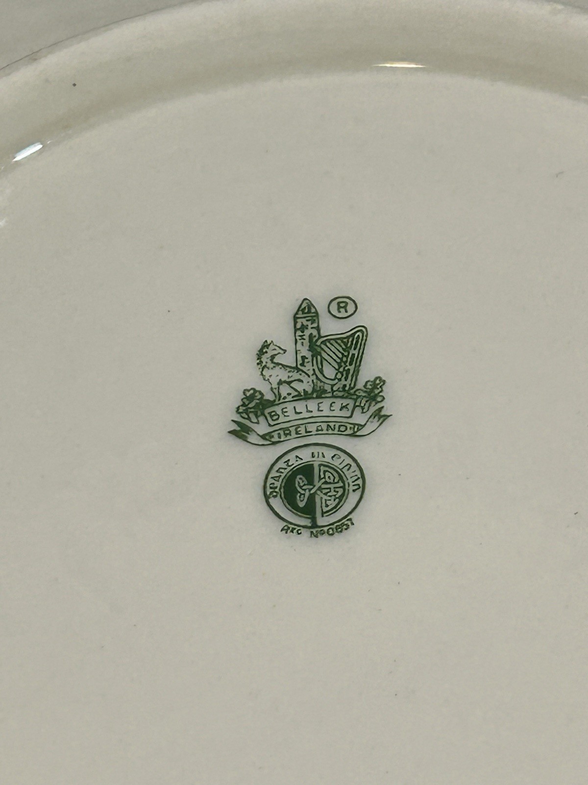 Belleek Ireland Neptune Yellow Luncheon Plate 7 3/4” 6th Mark 1965-1980