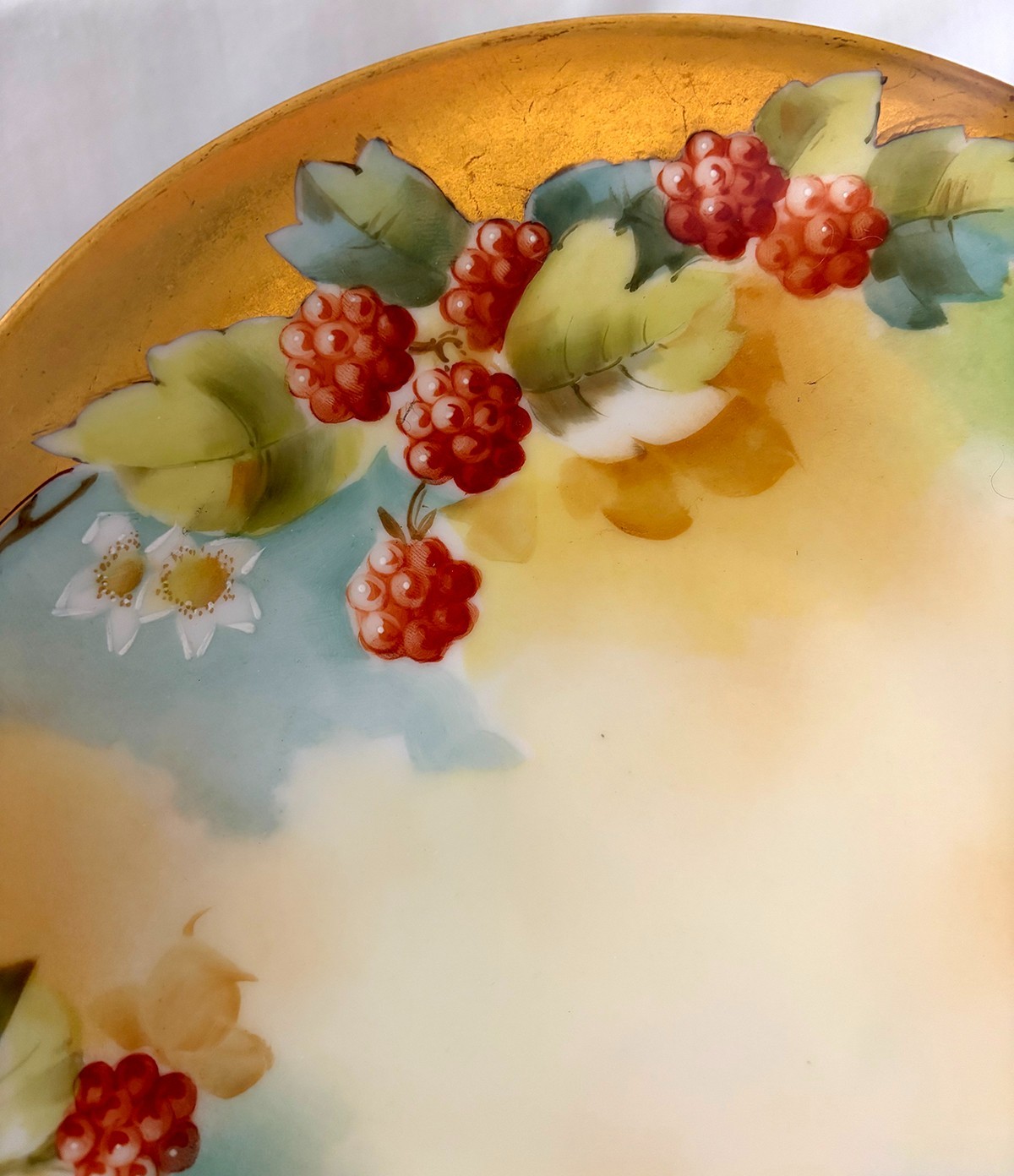 Handpainted Pickard China Plate – Raspberries, signed Coufall