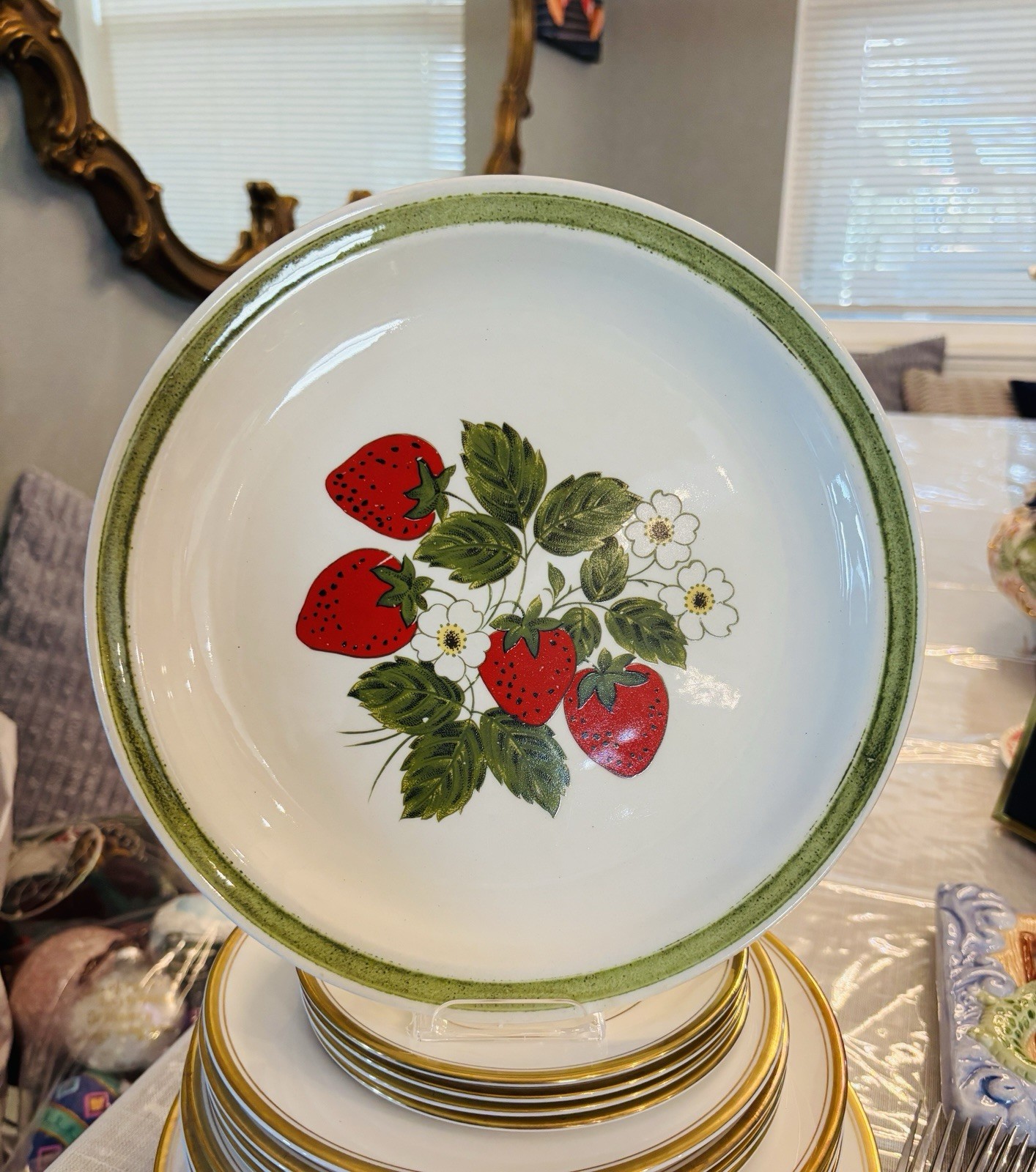 STRAWBERRY JAMESTOWN IRONSTONE BERRY PATCH DINNER PLATES 10 1/8”