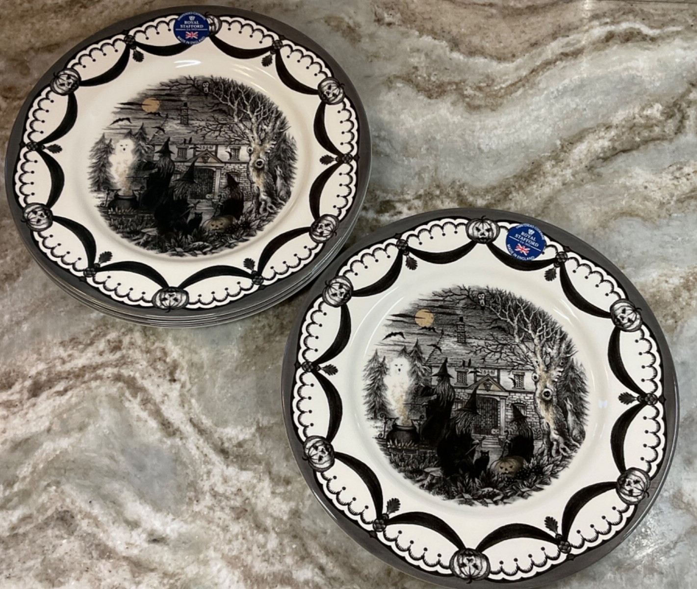 The Witches Coven Dinner Plates By Royal Stafford Halloween 11 Inch Set Of 4 New