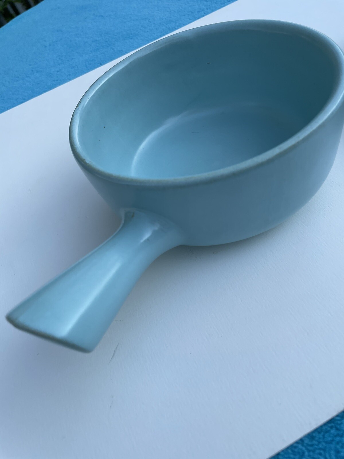 1 La Solana Pottery Aqua Blue w Handle & Lid Dip Chili Soup Bowl Baking Dish